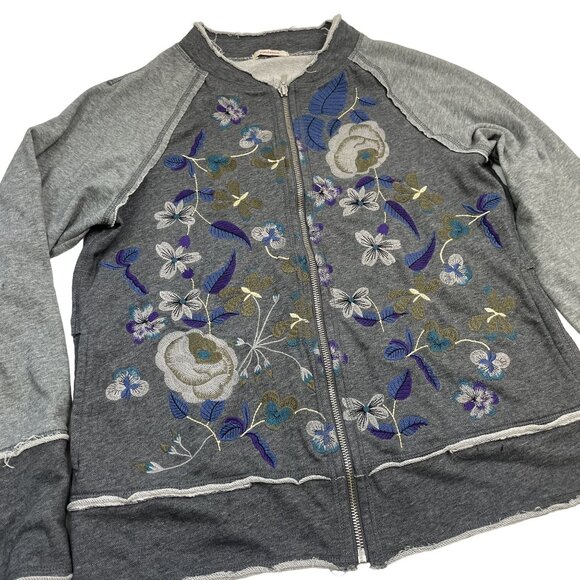 Sundance Womens Embroidered Gray Zip-Up Jacket Bomber Size S/M - Picture 4 of 9